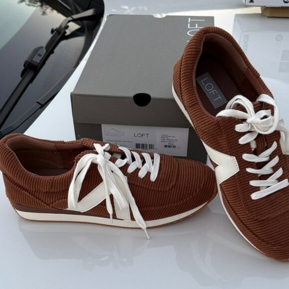 LOFT Men's Corduroy Brown and White Sneakers - Picture 1 of 3